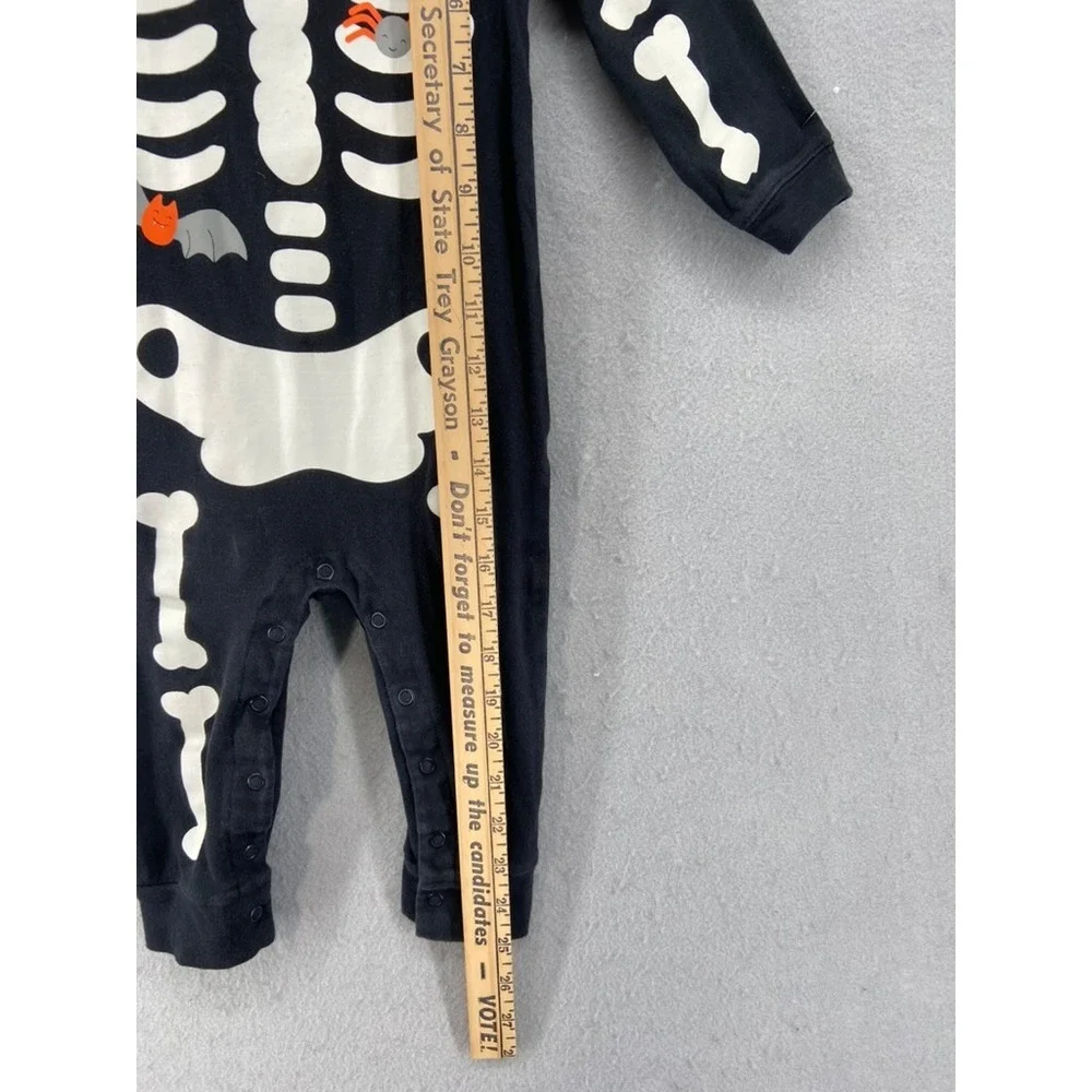 Carters Pajamas Rompers Girls Sz 18‎ mos. Set of 2 Black Skeleton Halloween